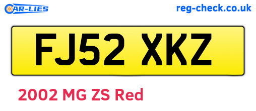 FJ52XKZ are the vehicle registration plates.