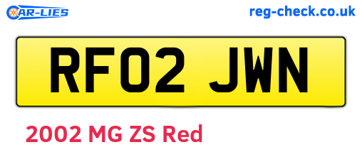 RF02JWN are the vehicle registration plates.