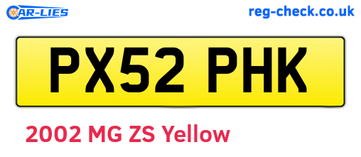 PX52PHK are the vehicle registration plates.