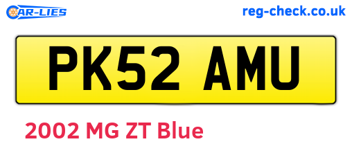 PK52AMU are the vehicle registration plates.