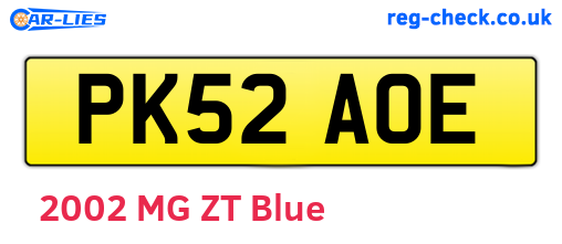 PK52AOE are the vehicle registration plates.