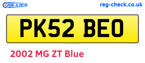 PK52BEO are the vehicle registration plates.