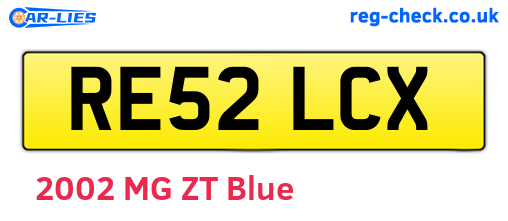 RE52LCX are the vehicle registration plates.