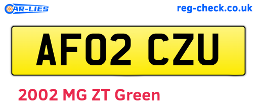 AF02CZU are the vehicle registration plates.