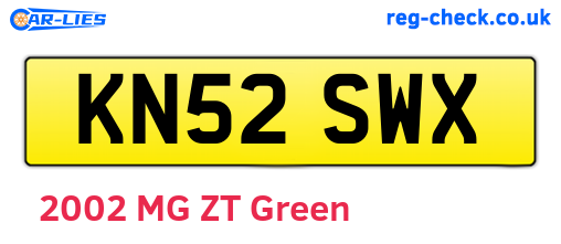KN52SWX are the vehicle registration plates.