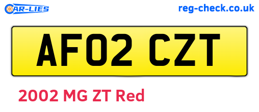 AF02CZT are the vehicle registration plates.