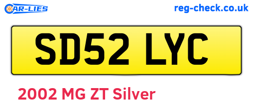 SD52LYC are the vehicle registration plates.