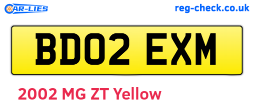 BD02EXM are the vehicle registration plates.