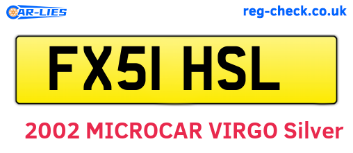 FX51HSL are the vehicle registration plates.