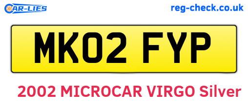 MK02FYP are the vehicle registration plates.