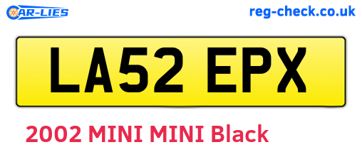 LA52EPX are the vehicle registration plates.