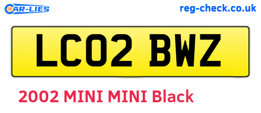 LC02BWZ are the vehicle registration plates.
