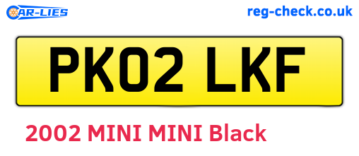 PK02LKF are the vehicle registration plates.