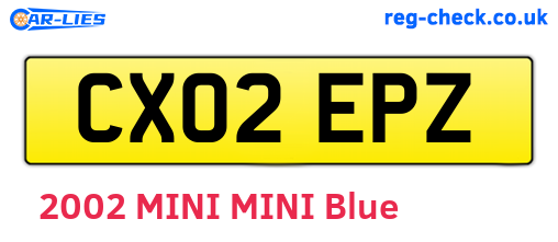 CX02EPZ are the vehicle registration plates.