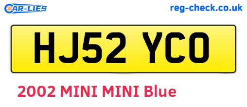 HJ52YCO are the vehicle registration plates.