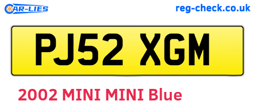 PJ52XGM are the vehicle registration plates.