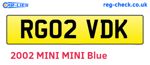 RG02VDK are the vehicle registration plates.