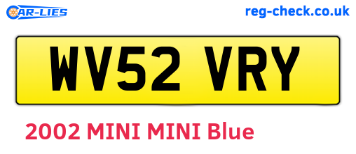 WV52VRY are the vehicle registration plates.