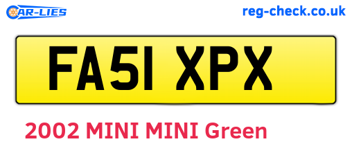 FA51XPX are the vehicle registration plates.
