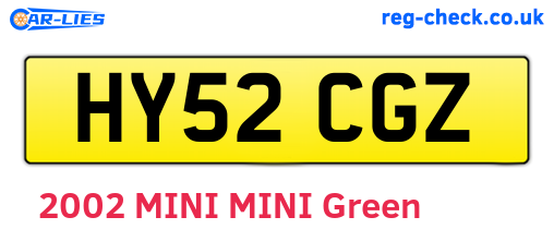 HY52CGZ are the vehicle registration plates.