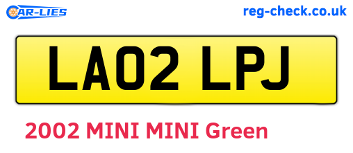LA02LPJ are the vehicle registration plates.
