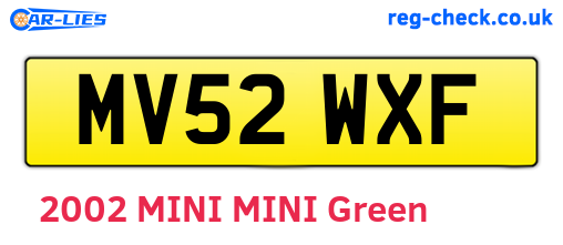 MV52WXF are the vehicle registration plates.