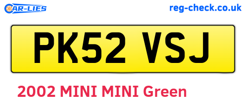 PK52VSJ are the vehicle registration plates.