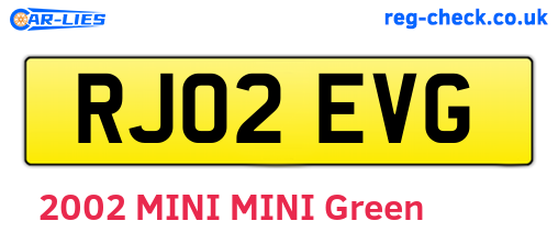 RJ02EVG are the vehicle registration plates.