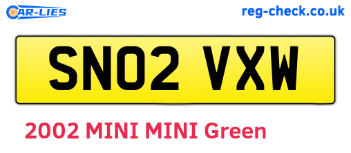 SN02VXW are the vehicle registration plates.