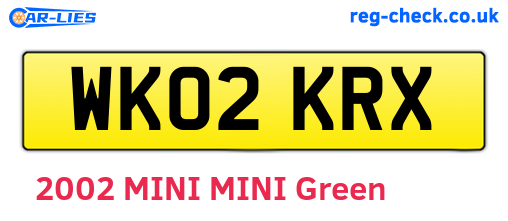 WK02KRX are the vehicle registration plates.
