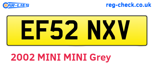 EF52NXV are the vehicle registration plates.