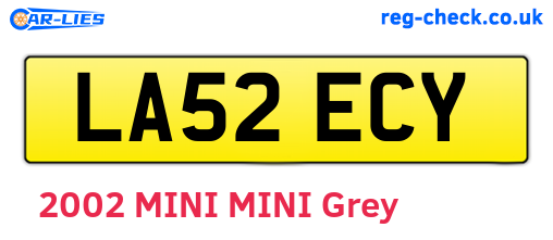 LA52ECY are the vehicle registration plates.