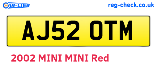 AJ52OTM are the vehicle registration plates.