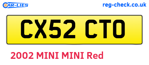 CX52CTO are the vehicle registration plates.