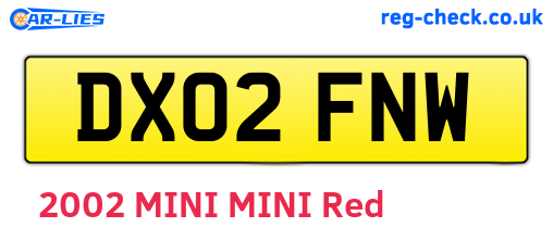 DX02FNW are the vehicle registration plates.