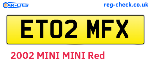 ET02MFX are the vehicle registration plates.