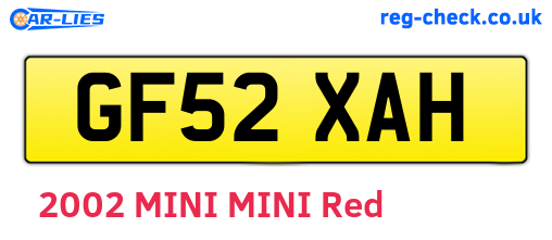 GF52XAH are the vehicle registration plates.