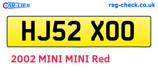 HJ52XOO are the vehicle registration plates.