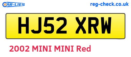 HJ52XRW are the vehicle registration plates.