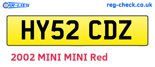 HY52CDZ are the vehicle registration plates.