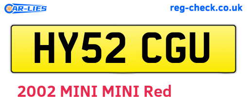 HY52CGU are the vehicle registration plates.