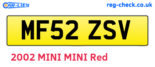 MF52ZSV are the vehicle registration plates.