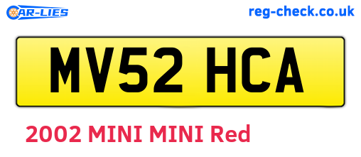 MV52HCA are the vehicle registration plates.