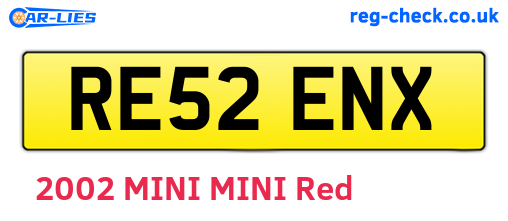 RE52ENX are the vehicle registration plates.