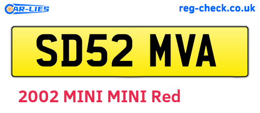 SD52MVA are the vehicle registration plates.