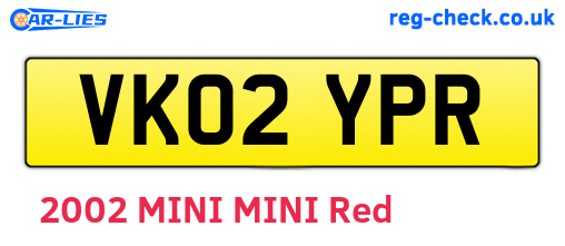 VK02YPR are the vehicle registration plates.