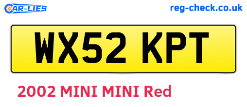 WX52KPT are the vehicle registration plates.
