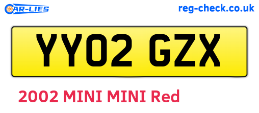 YY02GZX are the vehicle registration plates.