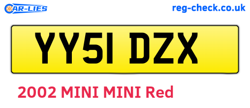 YY51DZX are the vehicle registration plates.