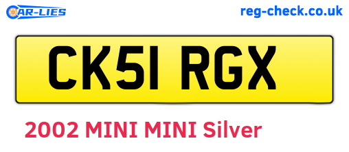 CK51RGX are the vehicle registration plates.